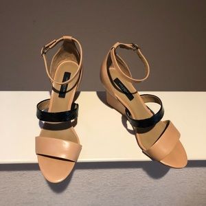 Ann Taylor multicolor leather wedge sandals